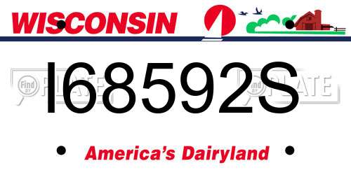 I68592S Wisconsin License Plate