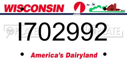 I702992 Wisconsin License Plate