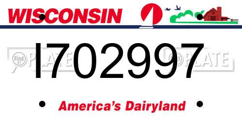 I702997 Wisconsin License Plate