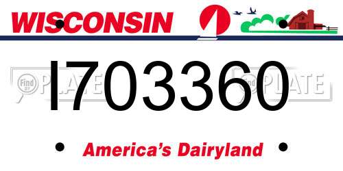 I703360 Wisconsin License Plate