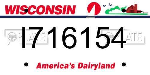 I716154 Wisconsin License Plate