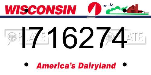 I716274 Wisconsin License Plate