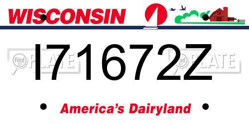 I71672Z Wisconsin License Plate