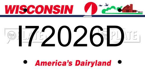 I72026D Wisconsin License Plate