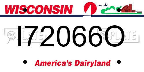 I72066O Wisconsin License Plate