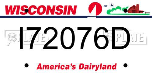 I72076D Wisconsin License Plate