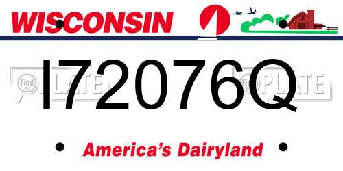 I72076Q Wisconsin License Plate