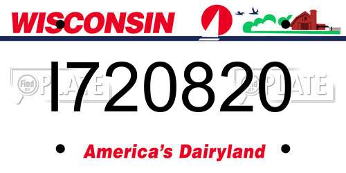 I720820 Wisconsin License Plate