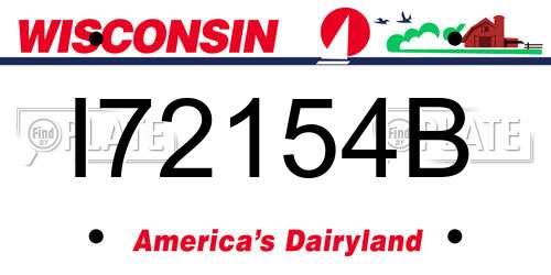 I72154B Wisconsin License Plate