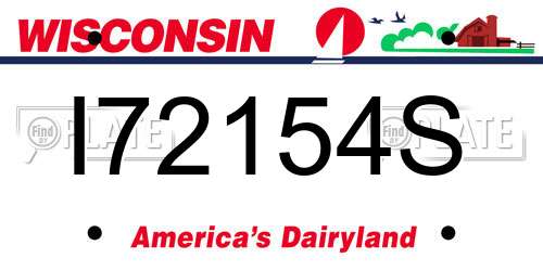 I72154S Wisconsin License Plate
