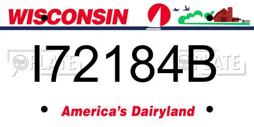 I72184B Wisconsin License Plate