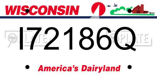 I72186Q Wisconsin License Plate