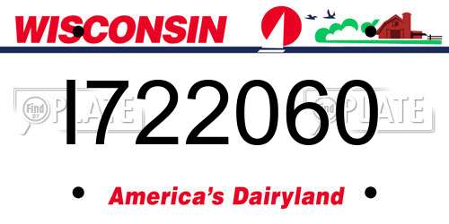 I722060 Wisconsin License Plate
