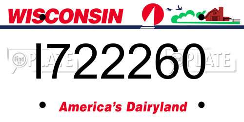 I722260 Wisconsin License Plate