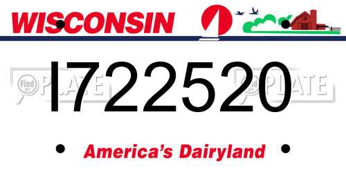 I722520 Wisconsin License Plate