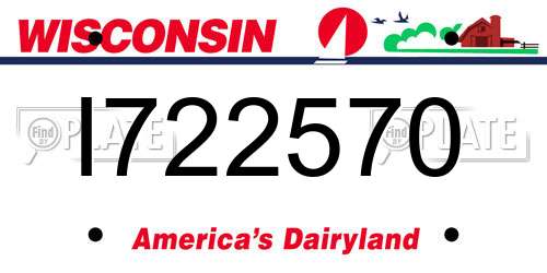 I722570 Wisconsin License Plate