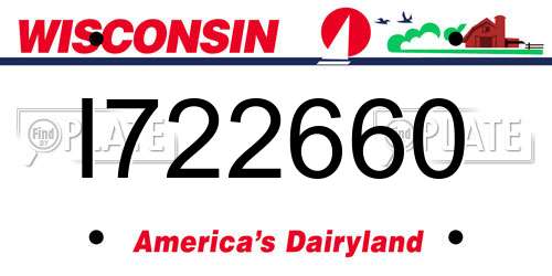 I722660 Wisconsin License Plate