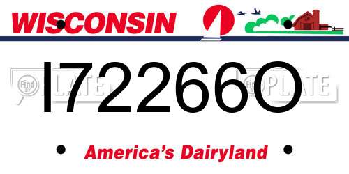 I72266O Wisconsin License Plate