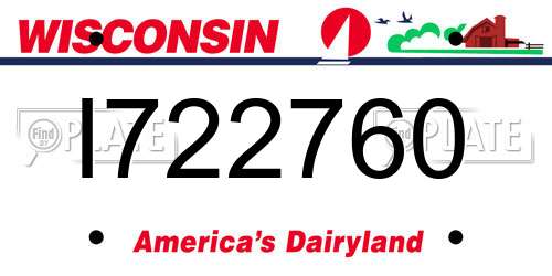 I722760 Wisconsin License Plate