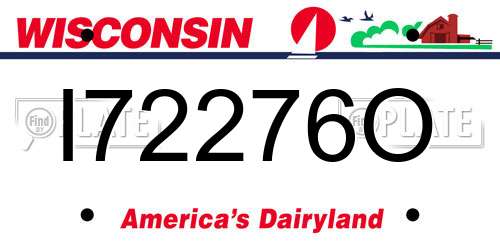 I72276O Wisconsin License Plate
