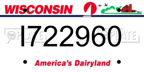 I722960 Wisconsin License Plate