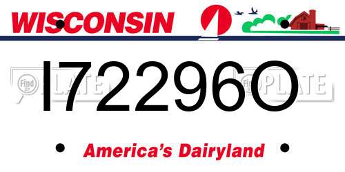I72296O Wisconsin License Plate
