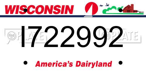 I722992 Wisconsin License Plate