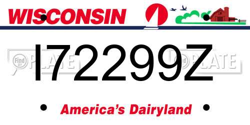 I72299Z Wisconsin License Plate