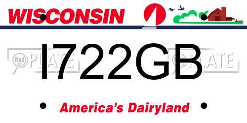 I722GB Wisconsin License Plate