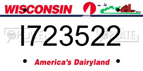 I723522 Wisconsin License Plate