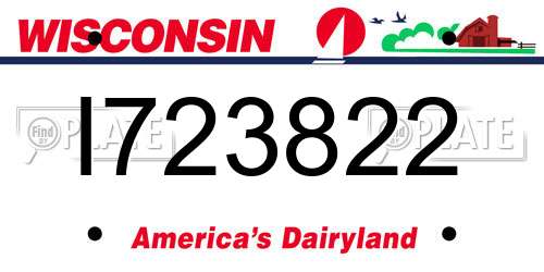 I723822 Wisconsin License Plate