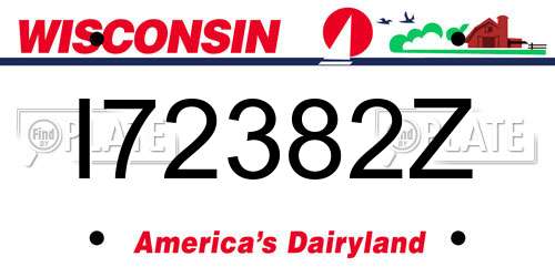 I72382Z Wisconsin License Plate
