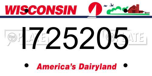 I725205 Wisconsin License Plate
