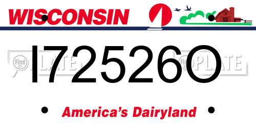 I72526O Wisconsin License Plate