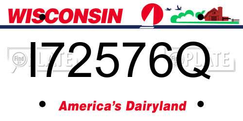 I72576Q Wisconsin License Plate