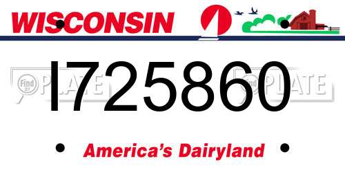 I725860 Wisconsin License Plate