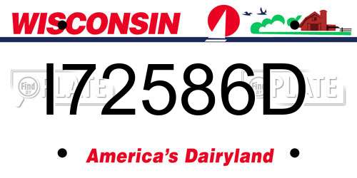 I72586D Wisconsin License Plate