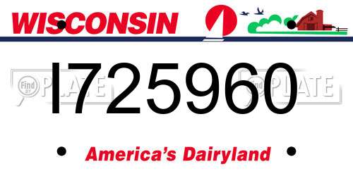 I725960 Wisconsin License Plate