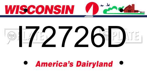 I72726D Wisconsin License Plate