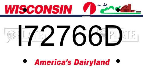 I72766D Wisconsin License Plate