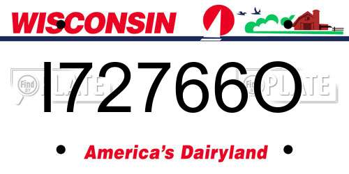 I72766O Wisconsin License Plate