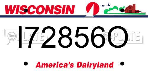 I72856O Wisconsin License Plate