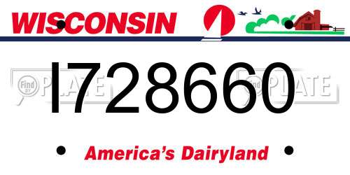 I728660 Wisconsin License Plate
