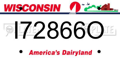 I72866O Wisconsin License Plate