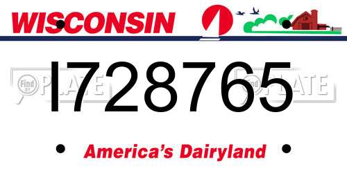 I728765 Wisconsin License Plate