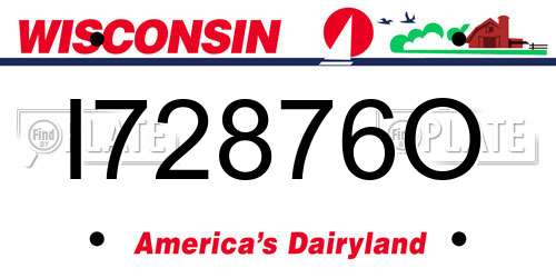 I72876O Wisconsin License Plate