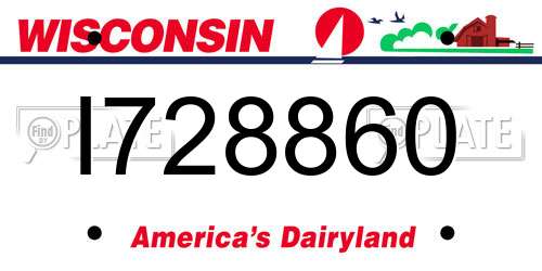 I728860 Wisconsin License Plate