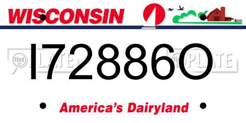 I72886O Wisconsin License Plate