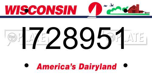 I728951 Wisconsin License Plate