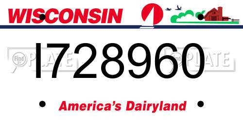 I728960 Wisconsin License Plate